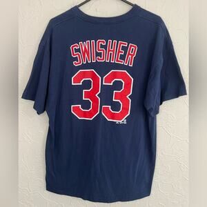 Majestic MLB Cleveland Indians Nick Swisher #33 T-Shirt Mens Size XL